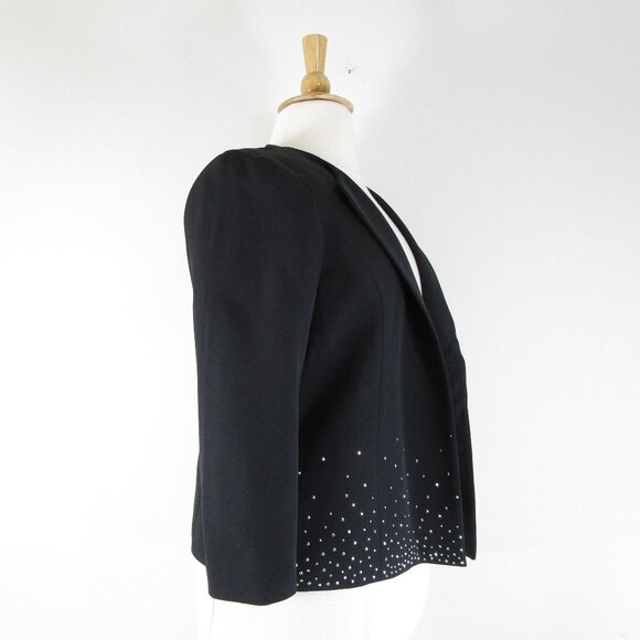 Kasper Plus Size Black Embellished Gem Blazer Jacket 14 Formal Business Career - Picture 4 of 8